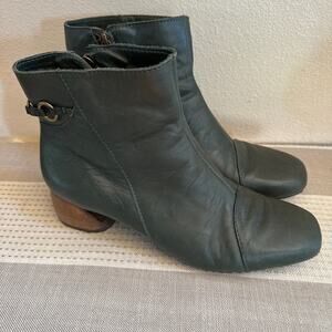 Sergio Tomani Green Leather Eclectic Ankle Boots Size 38/ US 7.5